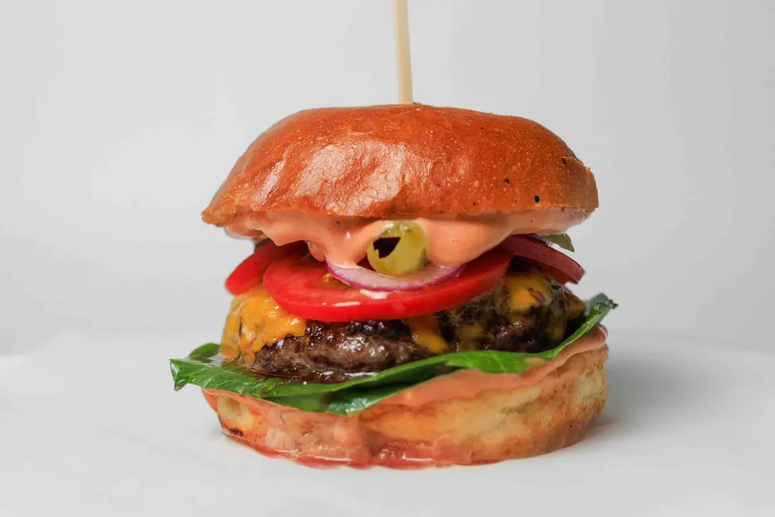 A burger from the kitchen